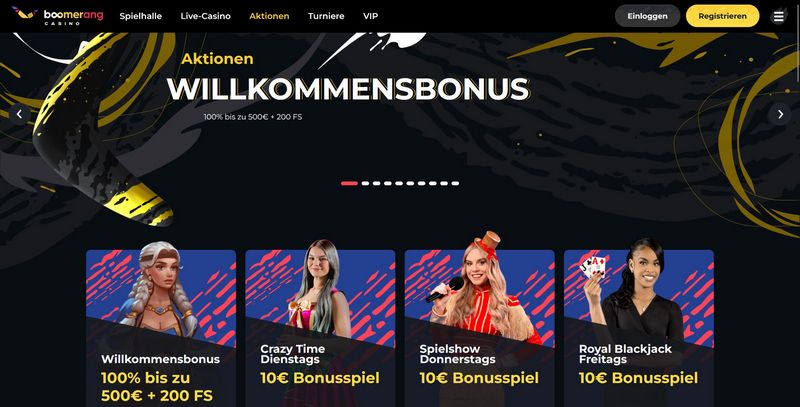 Panoramica di Boomerang Casino